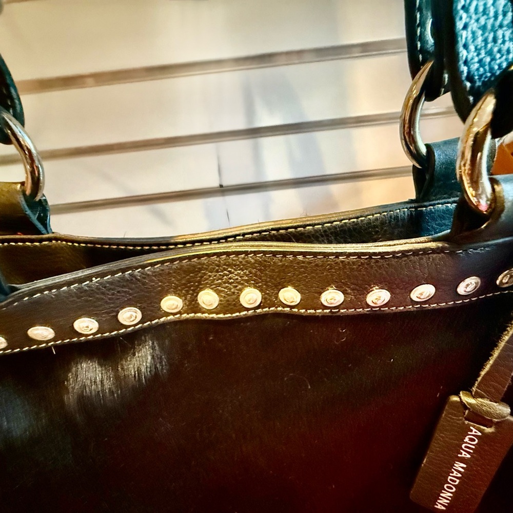 Aqua Madonna Black Hair Calf/Leather Silver Shoulder Bag - Picture 3 of 7